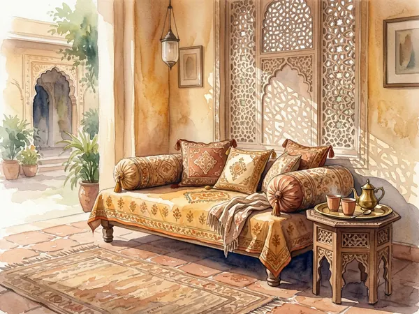 Illustration of a Singaporean senior care home sitting room